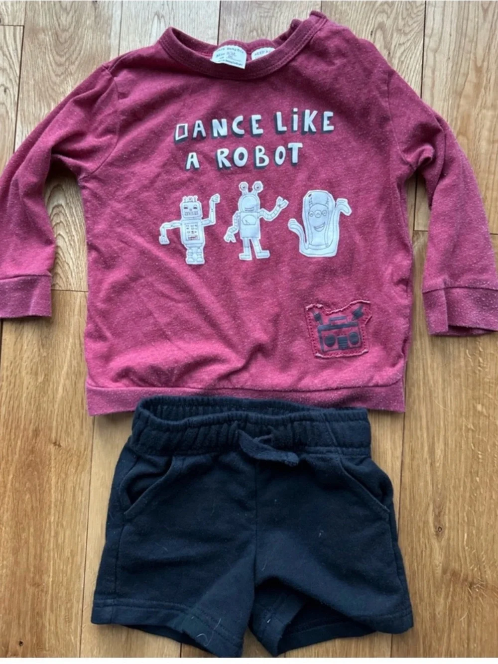 Zara Baby Boy Robot Shirt & Cat & Jack Shorts Outfit Set 9-12M